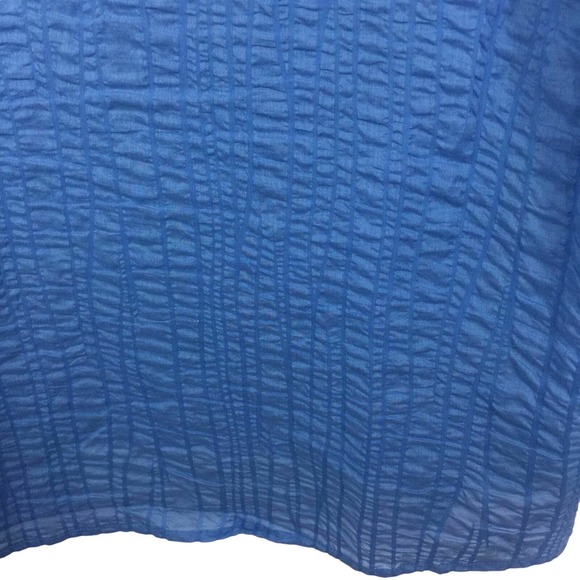 Studio Works 2Pc Shirt & Tank Petite Size PM Button Up Textured Blue Crinkle - Picture 6 of 7